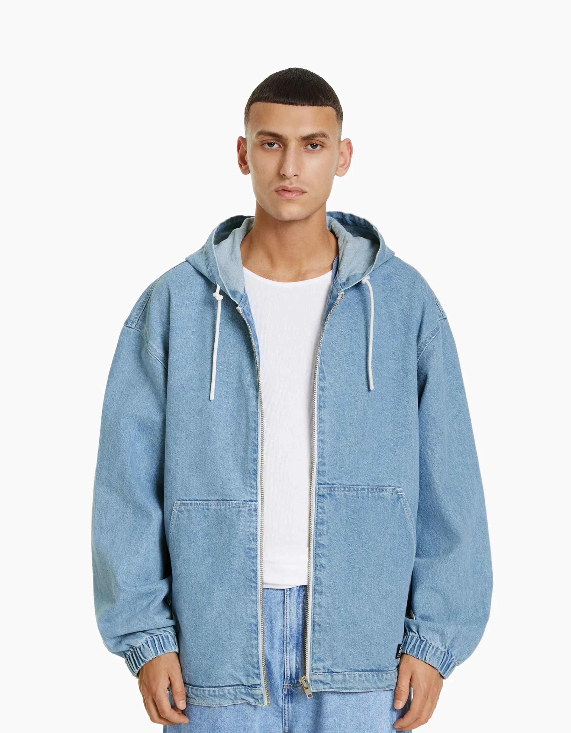 HOMME BERSHKA Blousons et manteaux*Veste en jean capuche