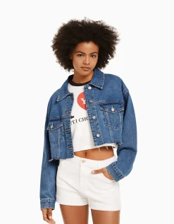 FEMME BERSHKA Vêtements*Veste en jean courte