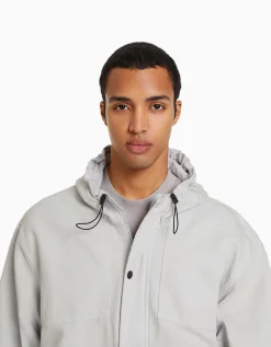 HOMME BERSHKA Vêtements*Veste en jean parachute capuche