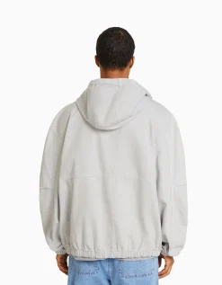 HOMME BERSHKA Vêtements*Veste en jean parachute capuche