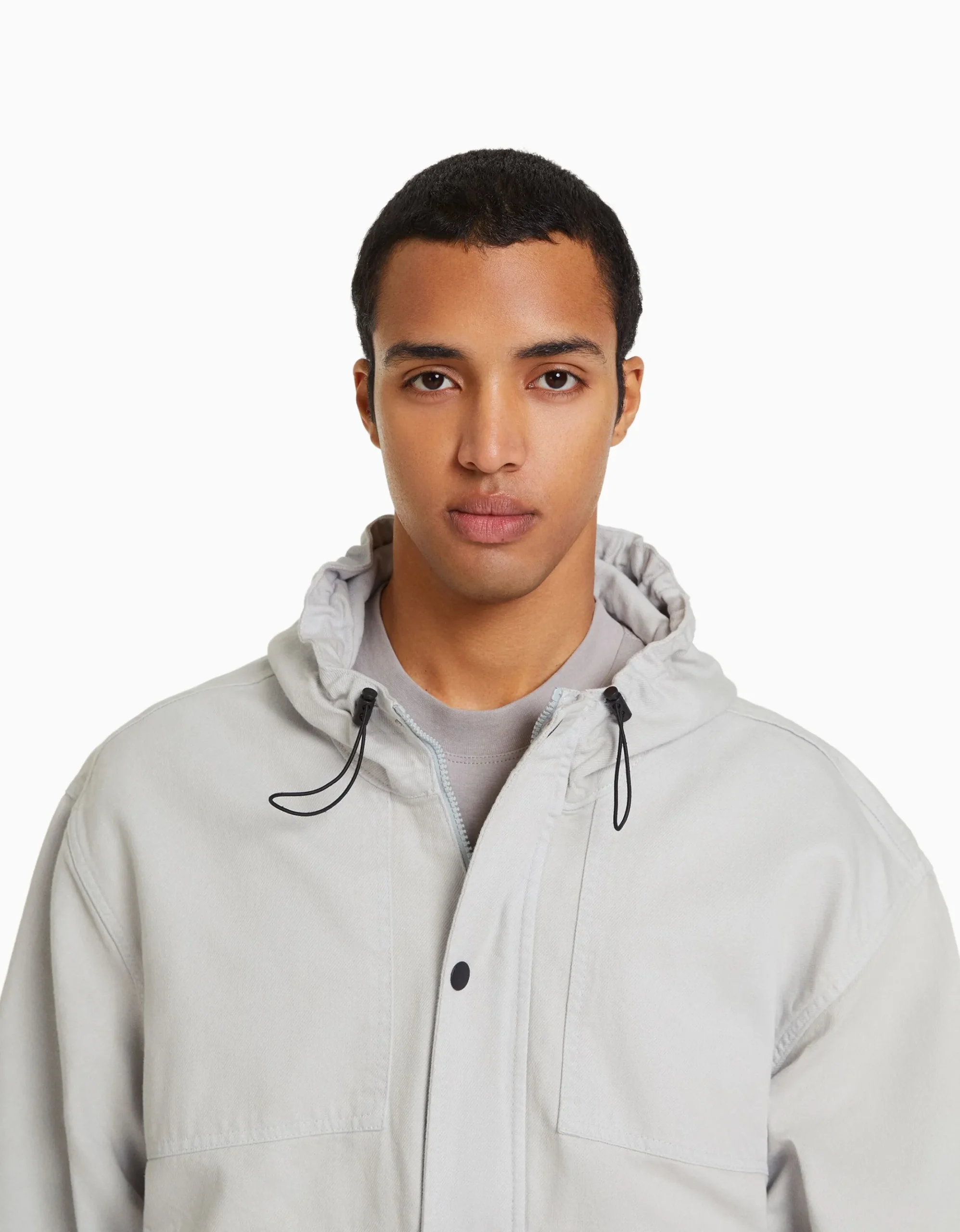 HOMME BERSHKA Vêtements*Veste en jean parachute capuche