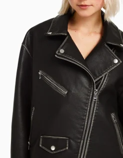 FEMME BERSHKA Vestes*Veste style motard similicuir ceinture