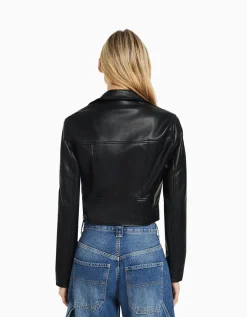 FEMME BERSHKA Vêtements*Veste style motard similicuir ceinture