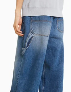 HOMME BERSHKA Vêtements*Wide balloon leg carpenter jeans with detailing